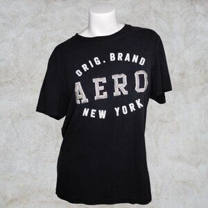 Aeropostale Original Brand Aero New York Black Embroidered T-Shirt